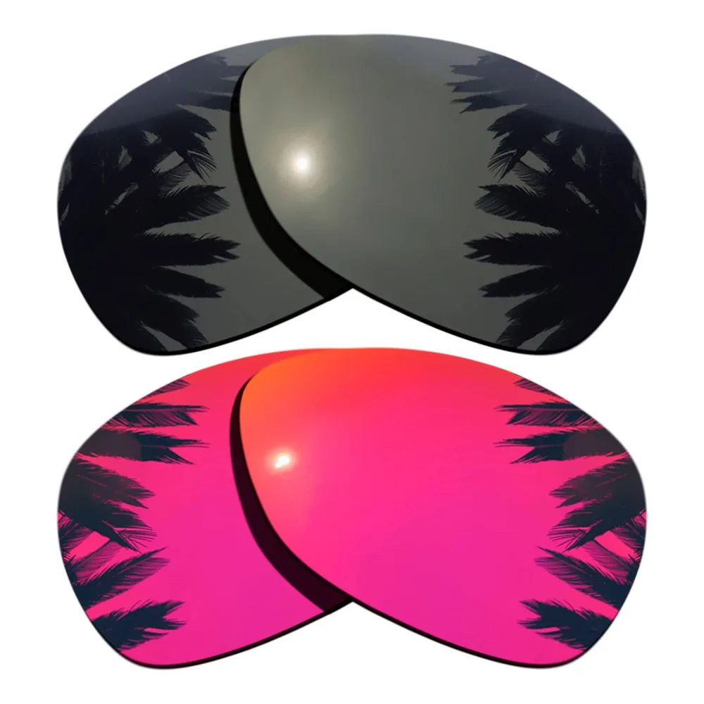 (Black+Midnight Sun Mirrored Coating) 2-Pairs Polarized Replacement Lenses for Crosshair 2012 100% UVA & UVB Protection