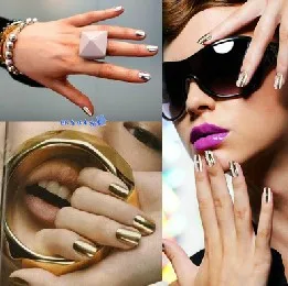 2 pack metal nail art beauty sticke decor gold on decorative stickers forms decoration for nails set free shipping