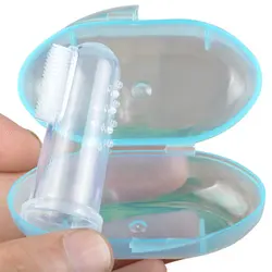 Brosse à Dents en Silicone Souple avec Boîte pour Bébé, Ensemble de Énergie Transparent pour Enfant