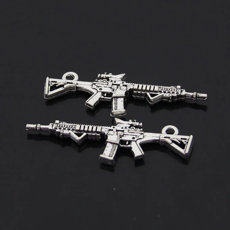 Free Shipping 20pcs/lot Automatic Rifle charm pendant  44*14mm antique silver fit bracelet necklace diy metal jewelry making