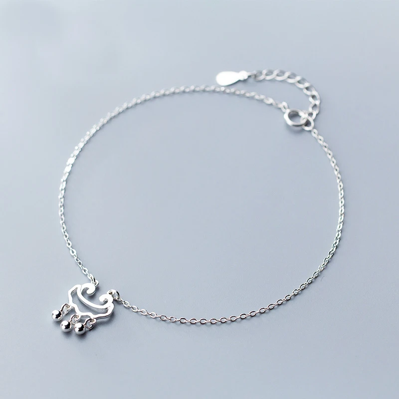 MloveAcc Chinese Longevity Lock Anklet Bracelet 925 Sterling Silver Women Girl Lover Barefoot Anklet Fashion Foot Jewelry