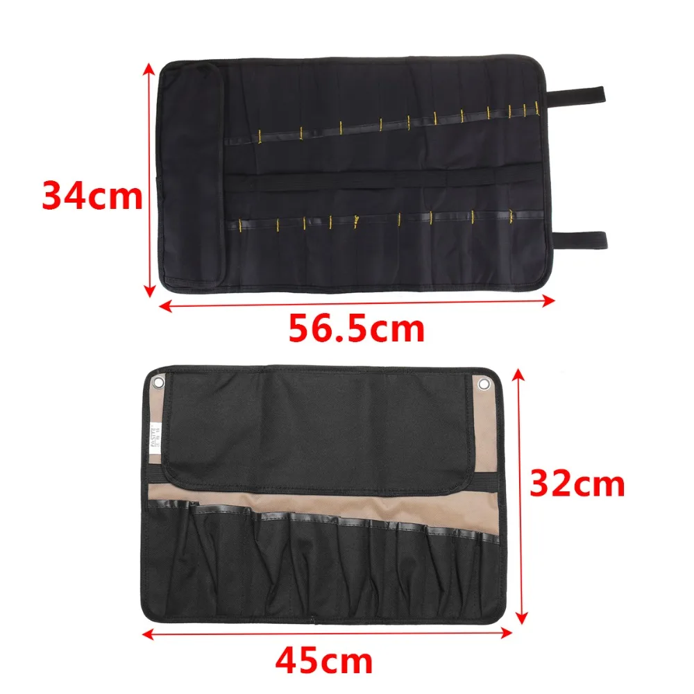 New Coffee 10 Pockets Portable Chef Knife Bag Roll Bag Carry Case Bag Kitchen Cooking Tool Portable Storage Bag Home Garden