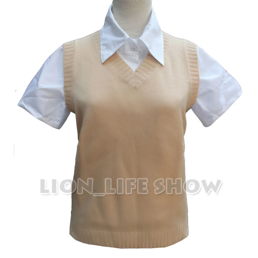 12 colors Love Live sex reversal Minami Kotori School Uniform Apricot Beige Sweater Vest Tops Cosplay Costumes s-xl