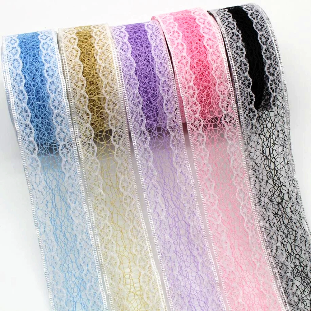 20 Yards 38MM Lace Ribbon DIY Handmade Material Headdress Bows Christmas Wedding Decoration Home Decoration Clothing Material