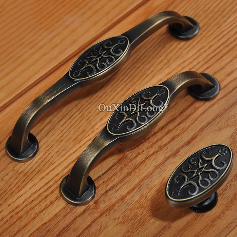 

Retro Vintage 10PCS European Antique Carved Kitchen Door Handles Cupboard Wardrobe Drawer Cabinet Pulls Handles and Knobs