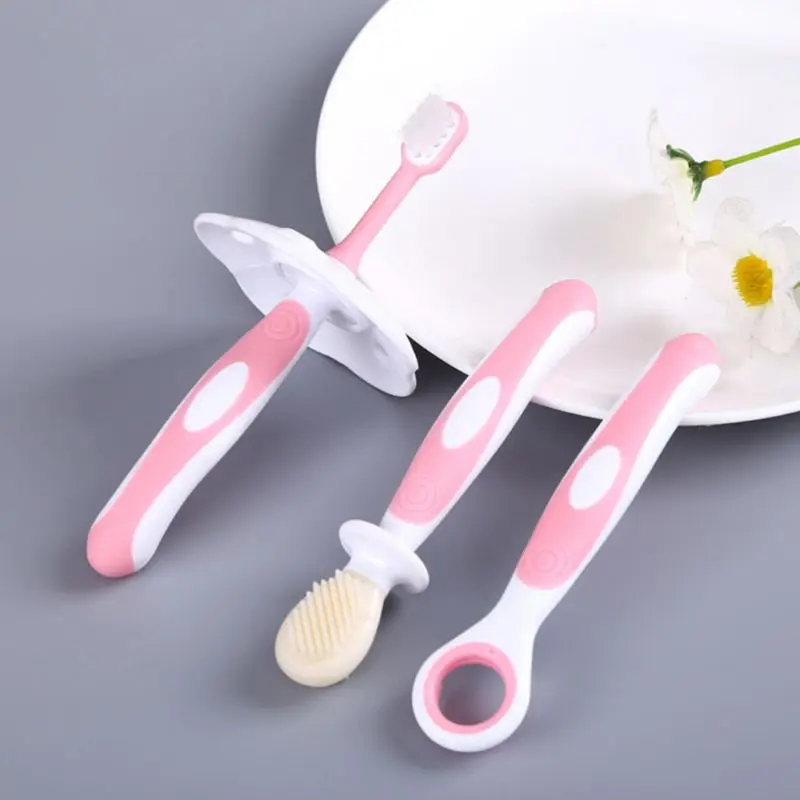 D7YD Kids Toothbrush Tongue Scraper Cleaner Set Easy-to-Grasp Handles and Brush Plastic Dental Scrapers