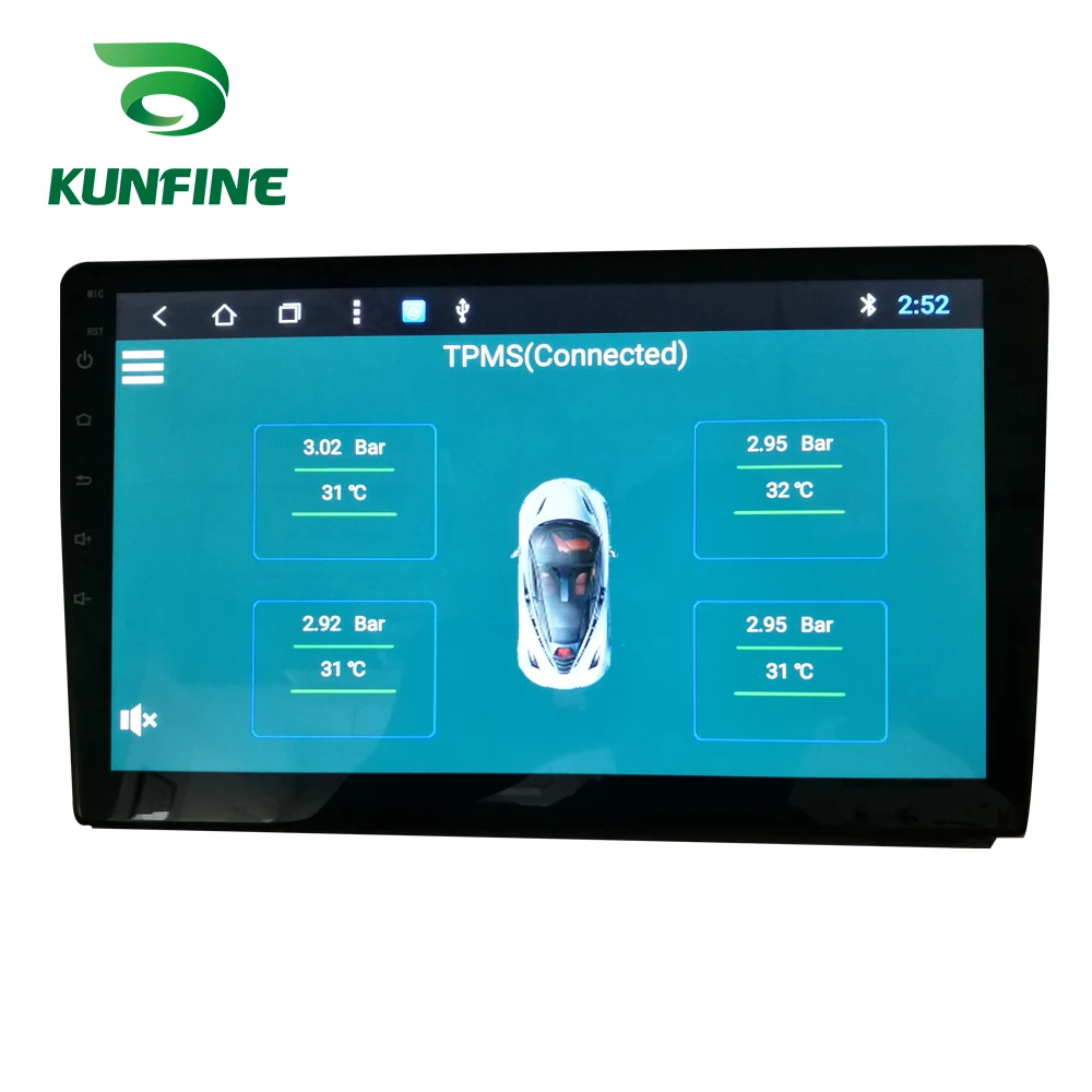 KUNFINE USB Android TPMS Tire Pressure Monitoring System Display Alarm System 5V Android Navigation Car Radio With 4 Sensors