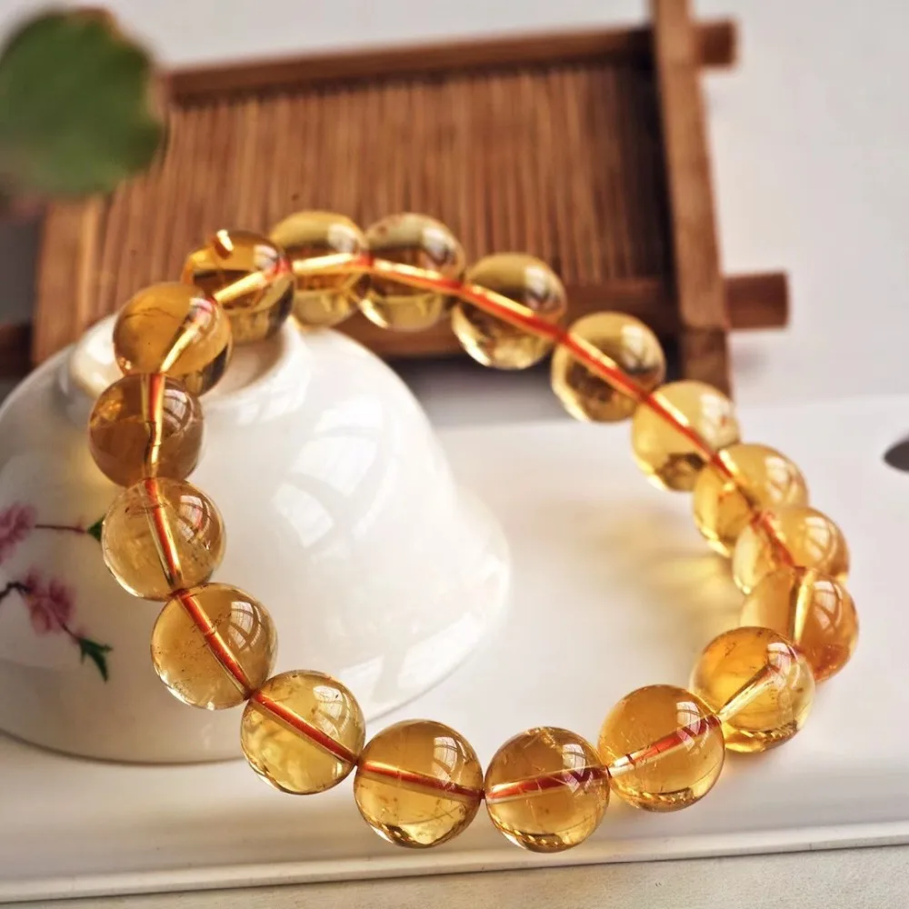 

Natural Yellow Citrine Quartz Clear Round Beads Bracelet Woman Men Citrine Beads Crystal 10mm 11mm 12mm 13mm AAAAA