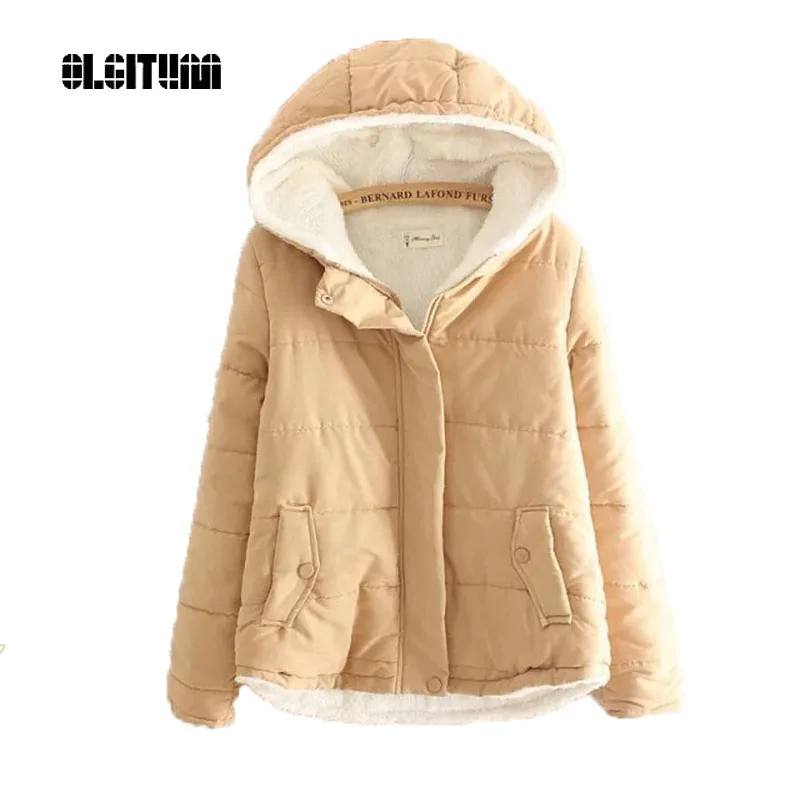 

2019 Women's Winter Jacket New Thick Lambs Hooded Coat Jacket Women Plus Cashmere Students Cotton Coat Jacket