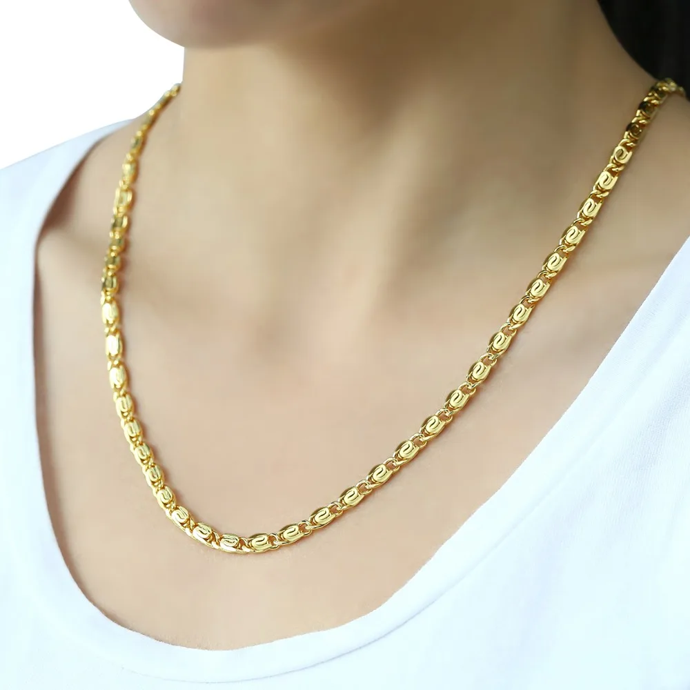 4.5mm Necklace For Women Girl 585 Rose Gold Color Link Chain Necklace Woman Fashion Jewelry Valentines Gifts 18-36inch GN216
