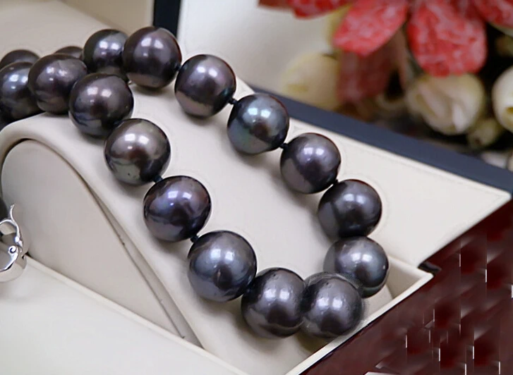 Natural Freshwater Pearl Necklace 12-13mm Black Colors pearl choker Jewelry