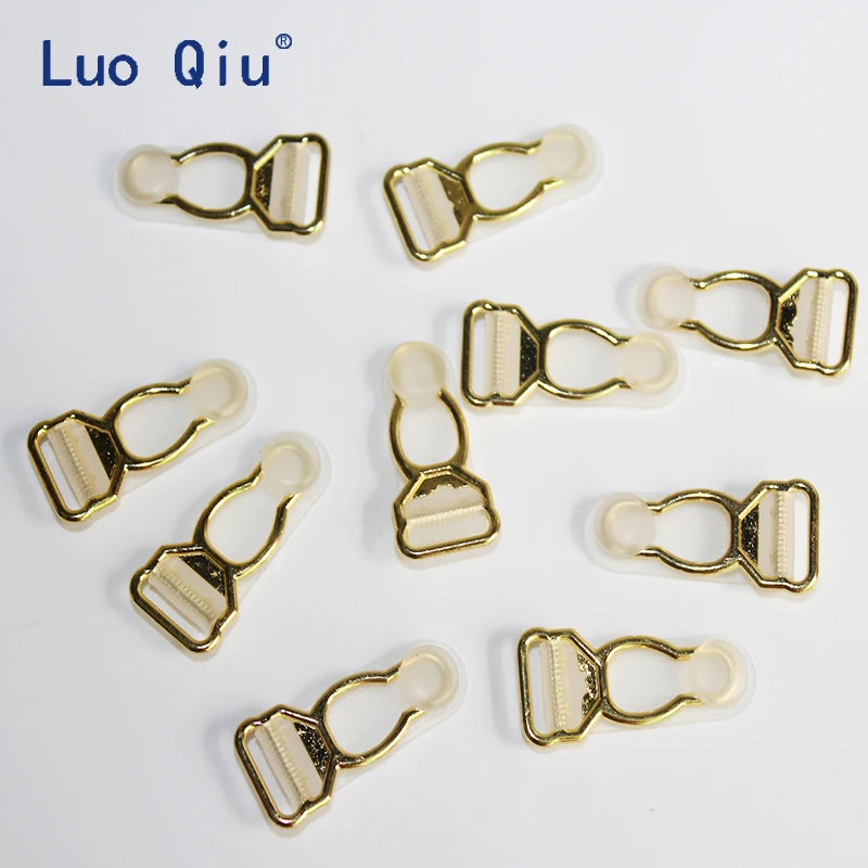 Garter clips metal clip Clothing accessories Sewing Supplies Gold Metal+Transparent PP suspender clips 100 pcs/lot 1.2cm Luo Qiu