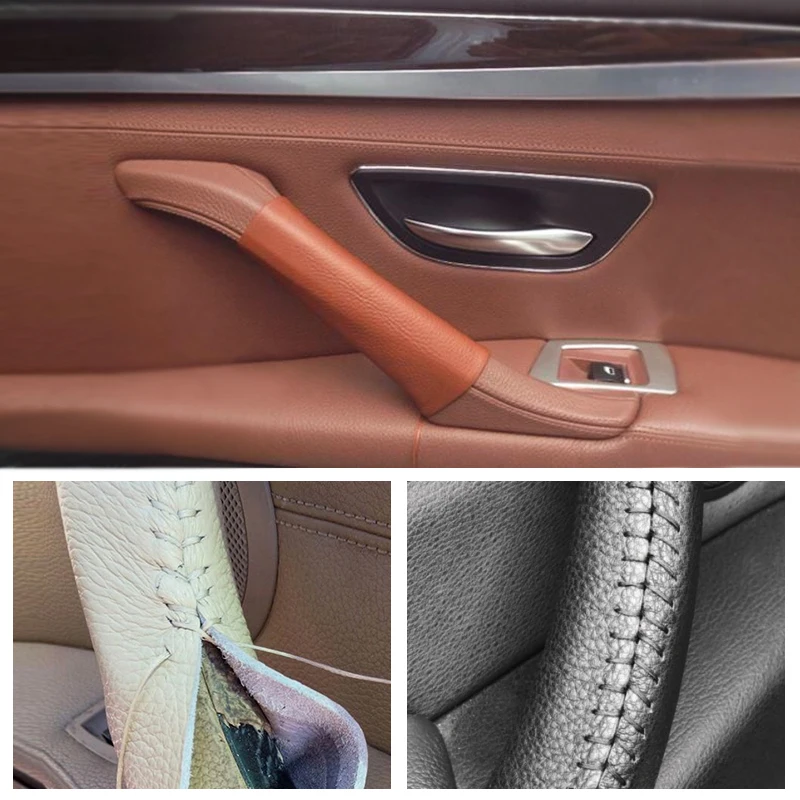 

Cow Leather Hand Sewing Door Handle Cover Decoration Trim For BMW 5 Series F10 F18 2011 2012 2013 2014 2015 2016 2017