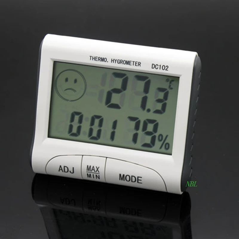 Mini LCD Digital Indoor Thermometer Hygrometer Temperature Humidity Meter Clock Desk Weather Station DC102 With Magnetic Stand