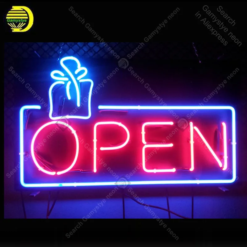 Open Gifts Neon Sign Night Neon Lamp Glass Tube Neon Bulbs Sign Recreation Shop Club Handcraft Indoor Sign Custom LOGO 19x12