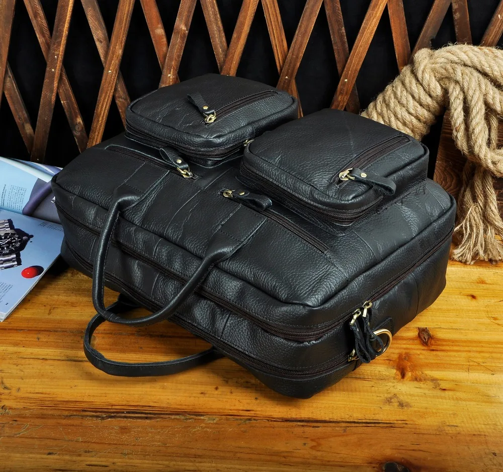 Men Leather Antique Design Business Travel Briefcase Laptop Bag Black Fashion Attache Messenger Bag Tote Portfolio Male k1013b