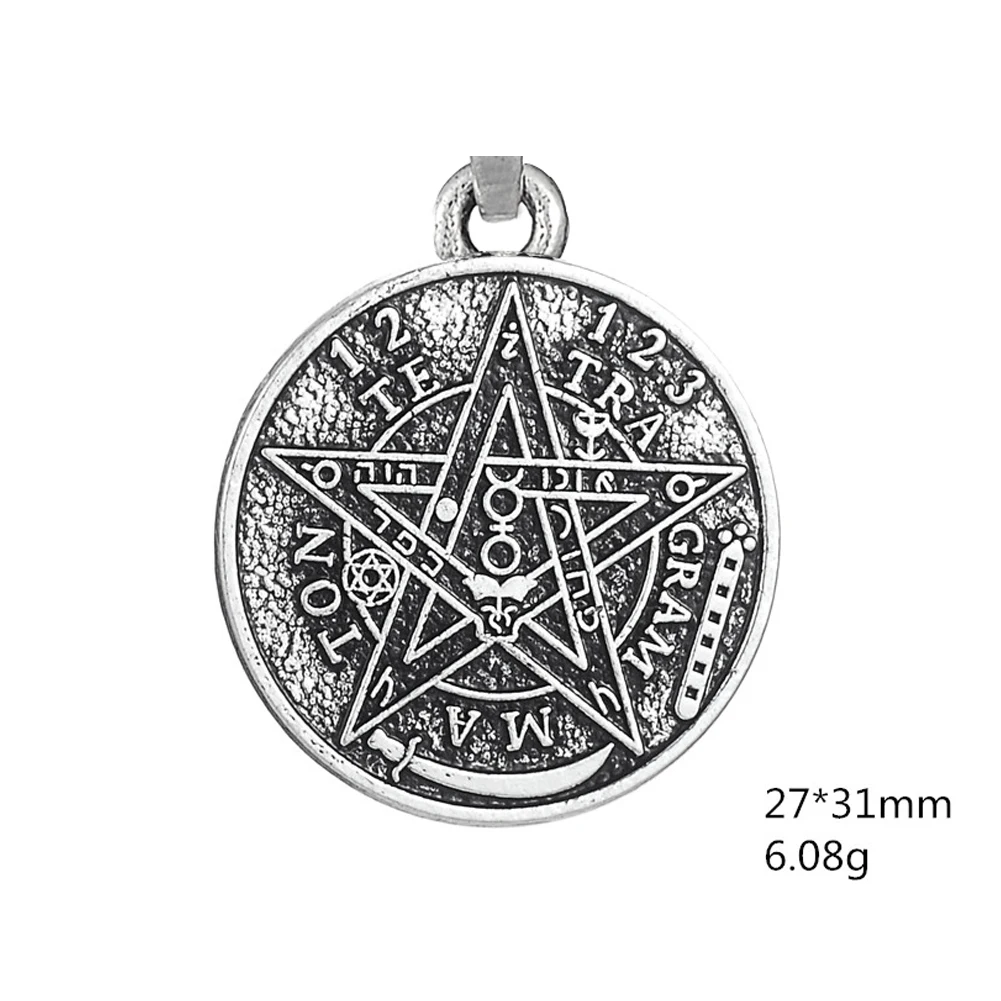 Teamer Vintage Wicca Charms for Jewelry Making Tetragrammaton Pentagram Pentacle Pendant Solomon Talisman Amulet Men Accessories