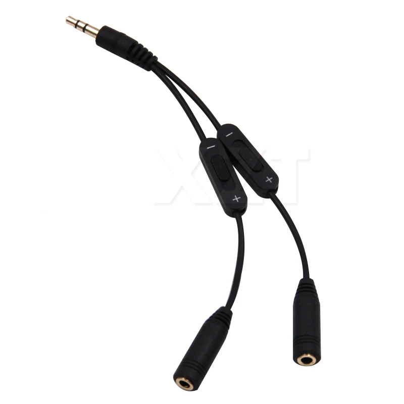 Najnowszy 3.5mm męski na 2 żeńskie Stereo Audio Y kabel rozgałęziający z regulacją głośności do telefonu MP3 PC Laptop