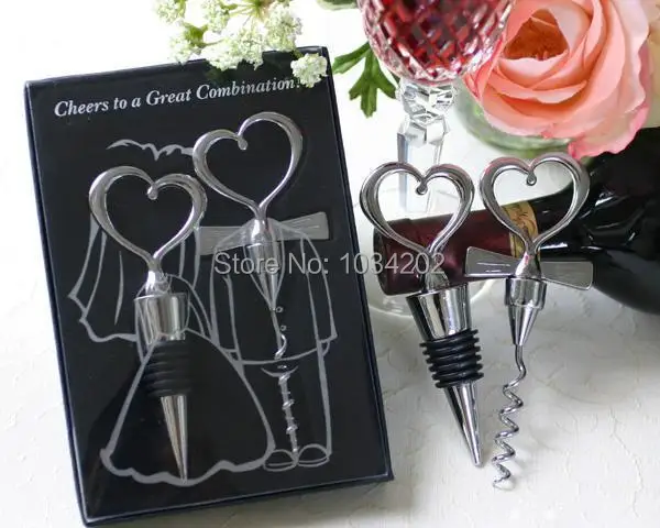 50Set=100pcs Cheers to a great combination wine bottle stopper opener Wedding Favors Party Guests gift box Giveaways #JL678