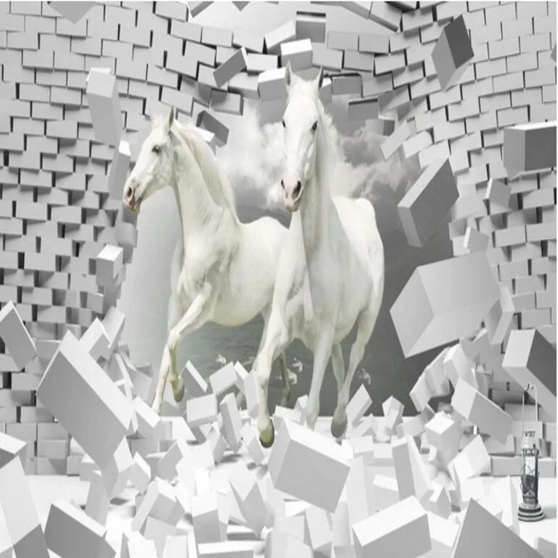 

wellyu Custom large frescoes Horse 3D creative space decoration TV background wall non - woven wallpaper papel de parede