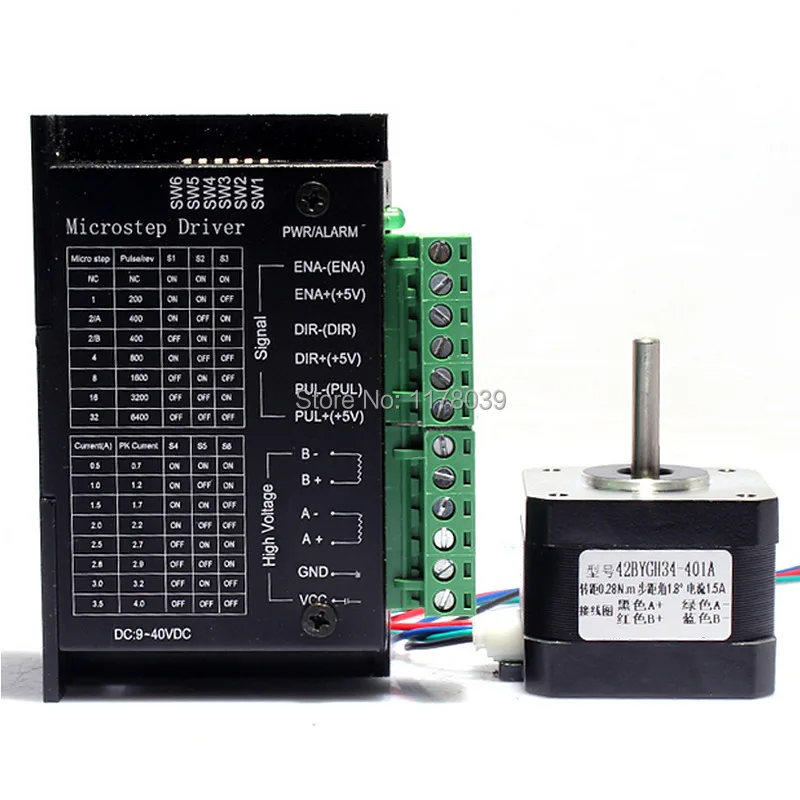 

42BYGH34 42 stepper motor+4.0A stepper motor drive,Torque 0.28N.M 1.5A Length 34MM,2 phase 42 stepper motor set,J17192