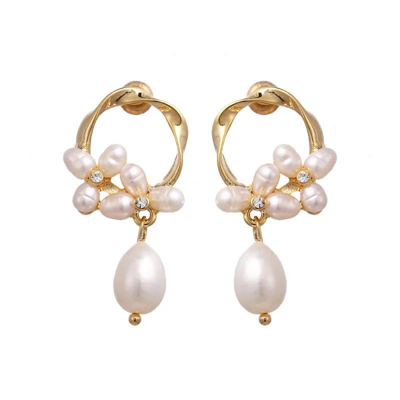 

100% S925 Natural Pearl Earrings Silver Plated 14k Gold Earrings