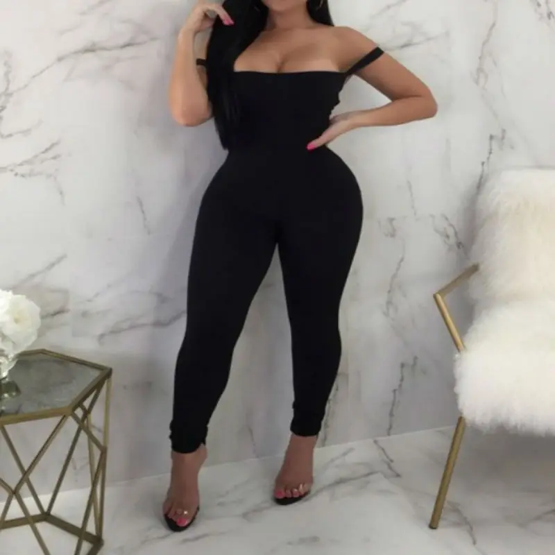 Neue Sexy Frauen Rayon Bandage Overall Schwarz Backless Aushöhlen Striped Abend Club Party Bodysuit Bodycon Overall