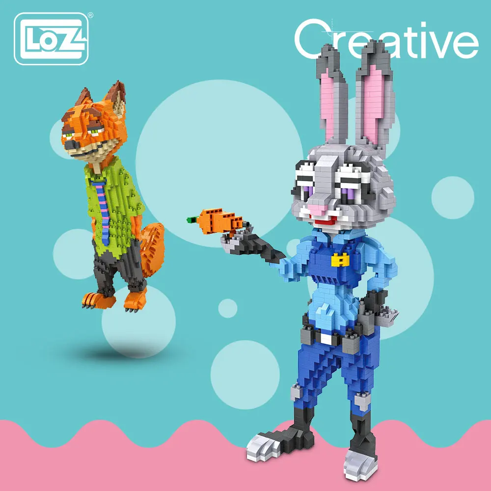 

LOZ Diamond Blocks Animals Assembly Action Figures Set Fox Rabbit Educational Toys for Children Building Blocks Bricks Diy