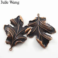 Julie Wang 2pcs Alloy Antique Copper Leaves Charms Necklace Pendants Earrings Findings Jewelry Making Accessory