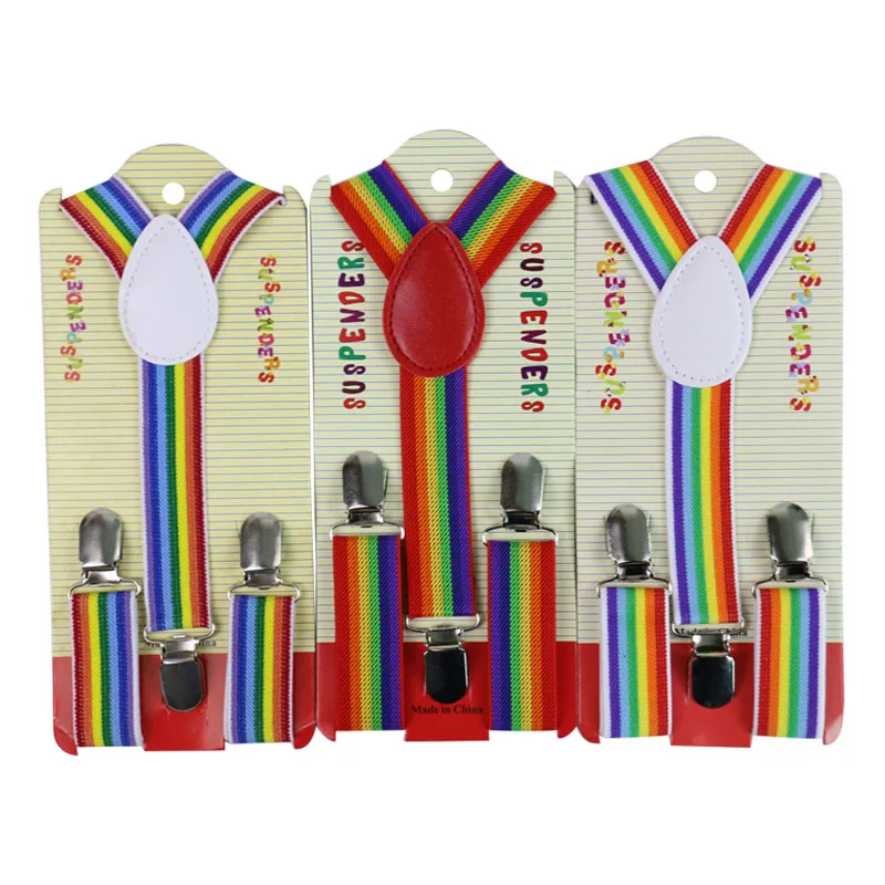 Rainbow Print Suspenders Baby Boys Girls Lovely Suspenders Clip-on Y-Back Braces Elastic Kids Suspenders Gift