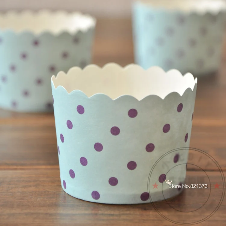 Wholesale blue purple polka dot dotted paper cake cup pedestal, party wedding individual muffin mini cupcake decorations stand