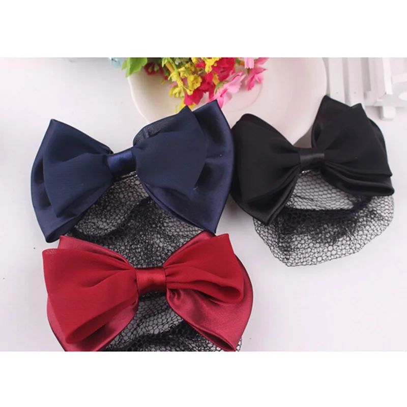 

1Pcs Popular Women Bow Barrette Hair Clip Cover Bowknot Net Bun Snood Hairpin Hair Accessories 3 Colors