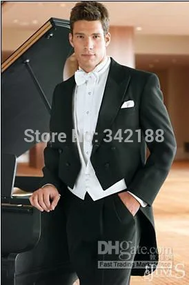 

Tailcoat Groom Tuxedos Double-Breasted Peak Lapel Best Man Groomsman Men Wedding Suits Prom/Form/Bridegroom (Jacket+Pants+Vest+