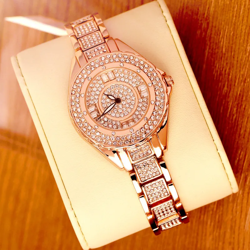 Relojes de cristal de lujo para mujer, pulsera con diamantes de imitación a la moda, relojes de cuarzo femeninos, 2019