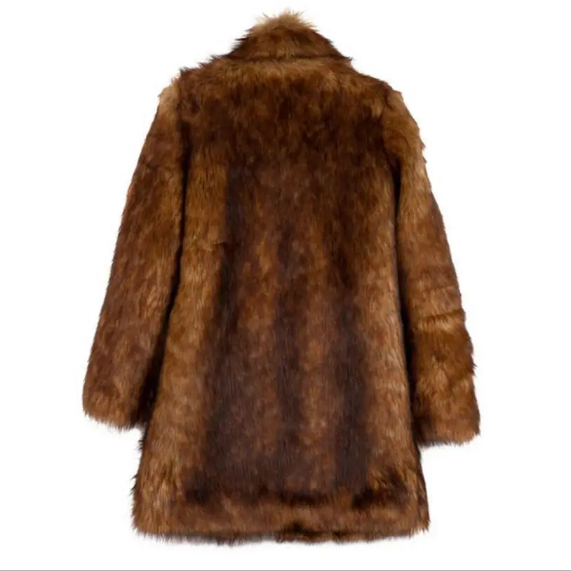 S-6XL Faux Fox Fur Long Coat Woman Brown Oversized Thicken Jacket Female Turndown Collar Winter Fake Fur Outwear L1312 Freeship