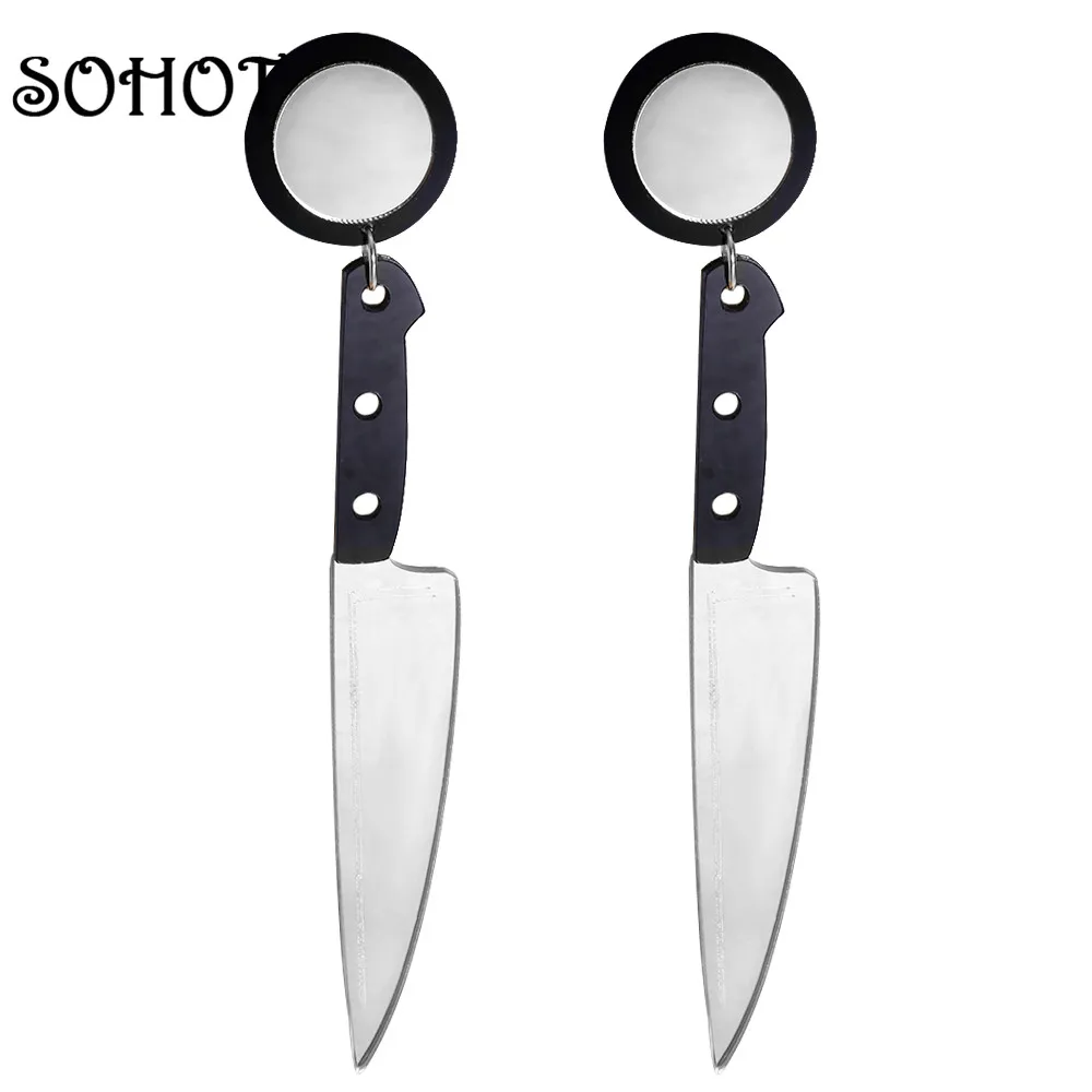 SOHOT Hyperbole Acrylic Knife Shape Drop Earrings New Hot Sale European Popular Women Holiday Party Major jewelry Accessories