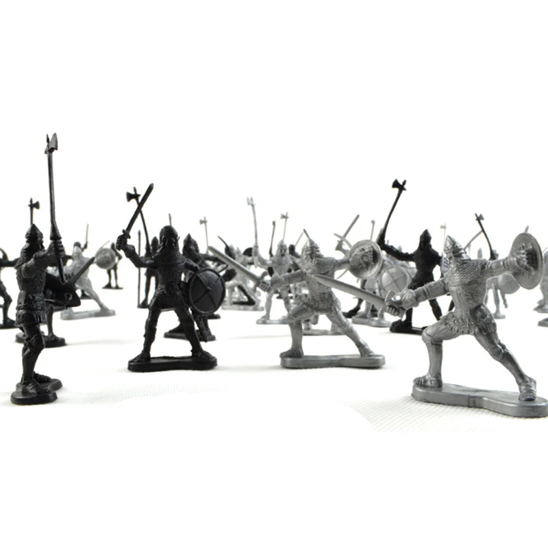 60pcs/set Medieval Military War Simulation Warriors Ancient Soldier static Military figures Model for Children Gifts