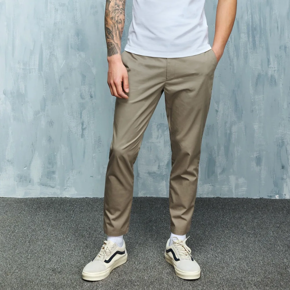 Thin 100% Cotton Suit Pants Men Smart Casual Ankle Pants Summer Style Slim Fit Trousers Male Plus Size High Quality Clothing