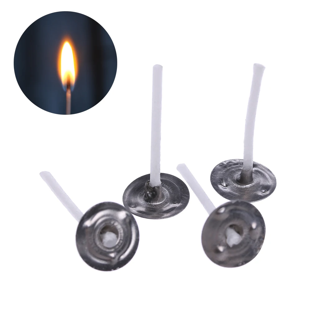 100PCS Natural Handmade Smokeless 2.6/6/10/12/16cm Smokeless Candle Wick Wax With Sustainer Cotton Core DIY Accessory