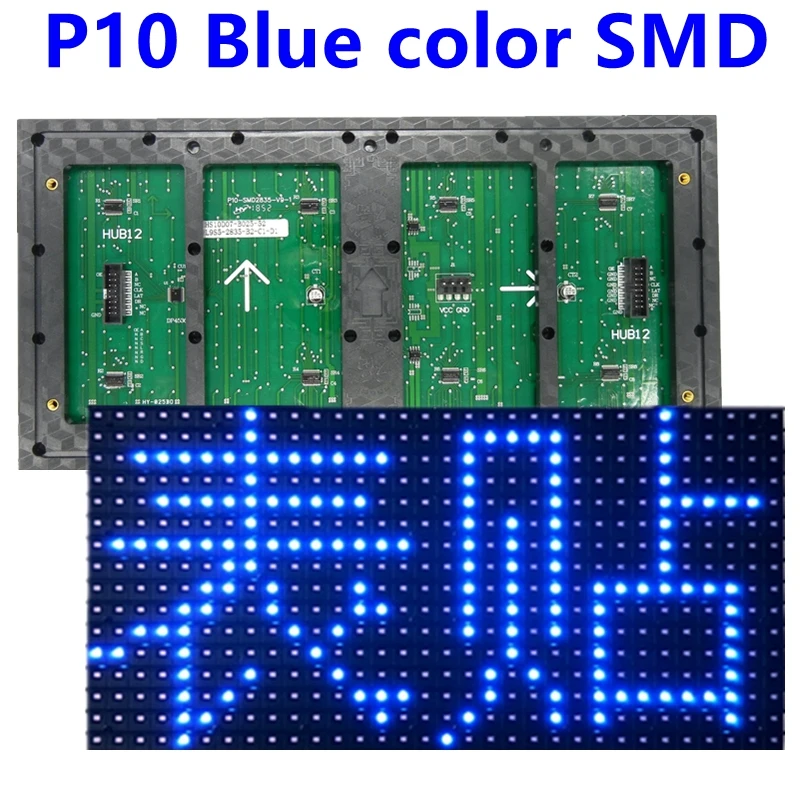 

Модуль светодиодного знака SMD P10, полуоткрытый, синий, 320*160 мм, 32*16 пикселей, порт Hub12 для светодиодного прокручивающегося отображения сообщений