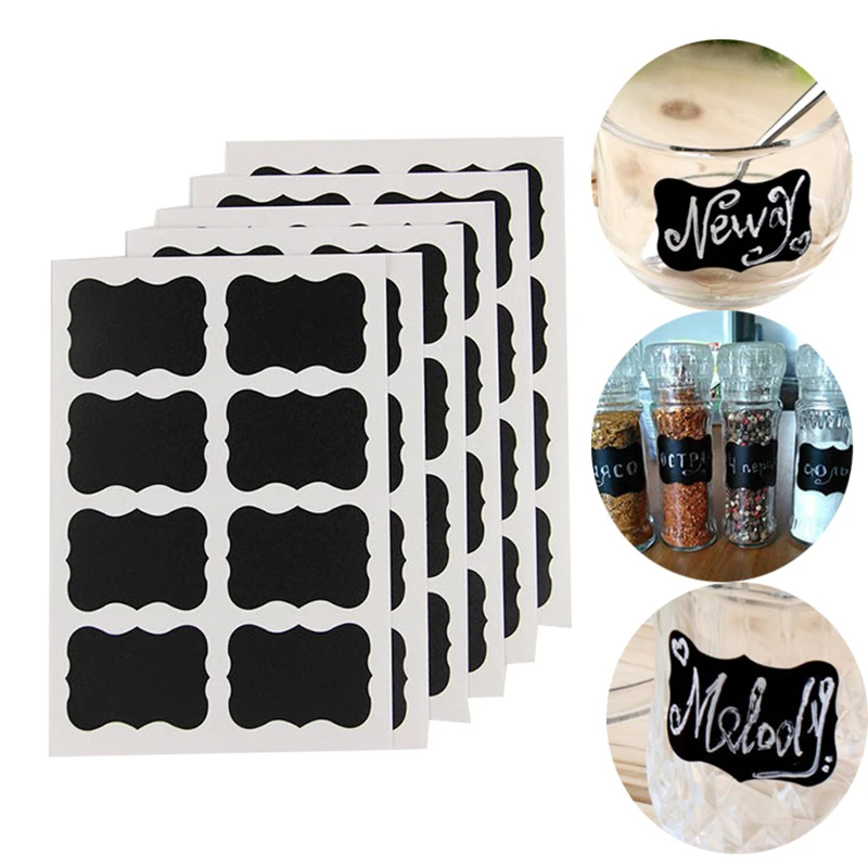 41Pcs/lot Blackboard Stickers Labels DIY White Liquid Chalk Kitchen Spice Jar Salt Pepper Organizer Labels Rewritable Pen Tool