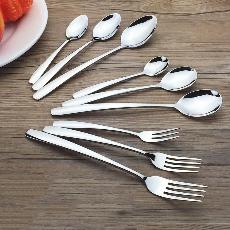 6pc Stainless Steel Food Dinnerspoon And Salad Fork Western Restaurant Service Soup Teaspoon Flower Carbon Fork set Dinnerware