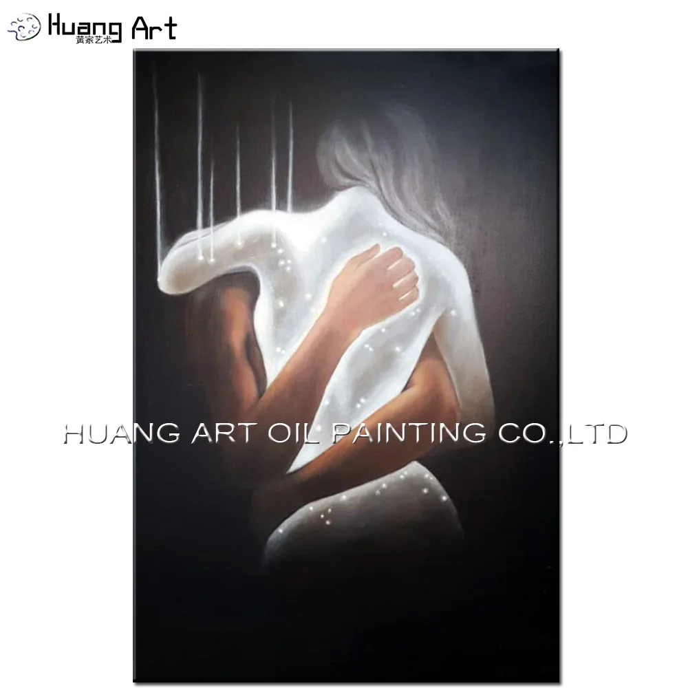 

Nude Women Hug Man Oil Painting on Canvas for Home Decor Handmade Impression Portrait Painting for Bed Room Decoration Wall Art