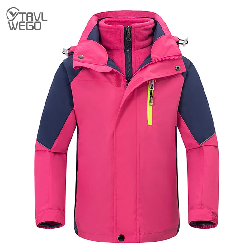 

TRVLWEGO Kids Children Ski Suit Waterproof Jacket Snow Pants Thermal Boys Girls 3 In 1 Winter Outdoor Hooded Clothes Costume