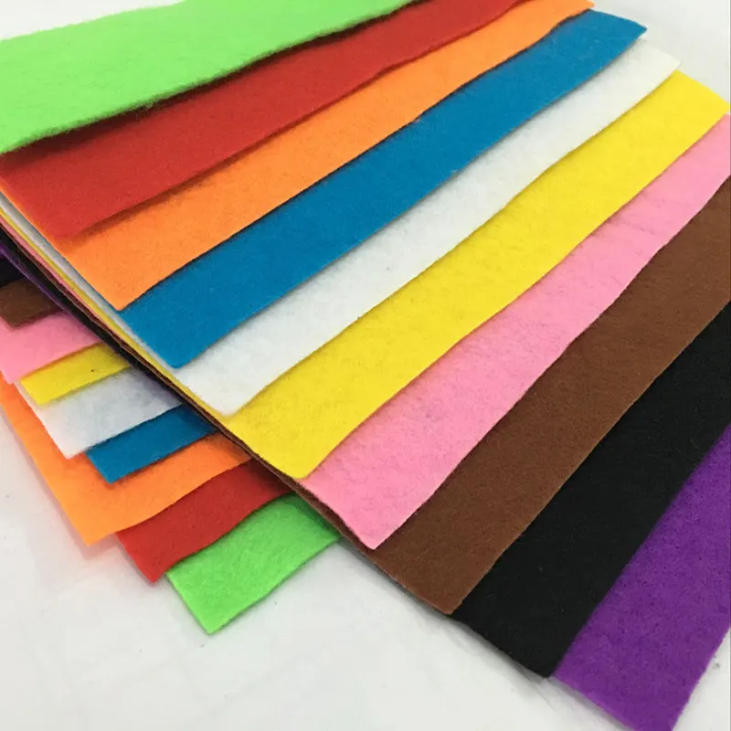 10* Soft Non Woven Felt Fabric Sheets Fiber Thick Kids DIY Craft Assorted Fabric Square Embroidery Scrapbooking Craft AA8501