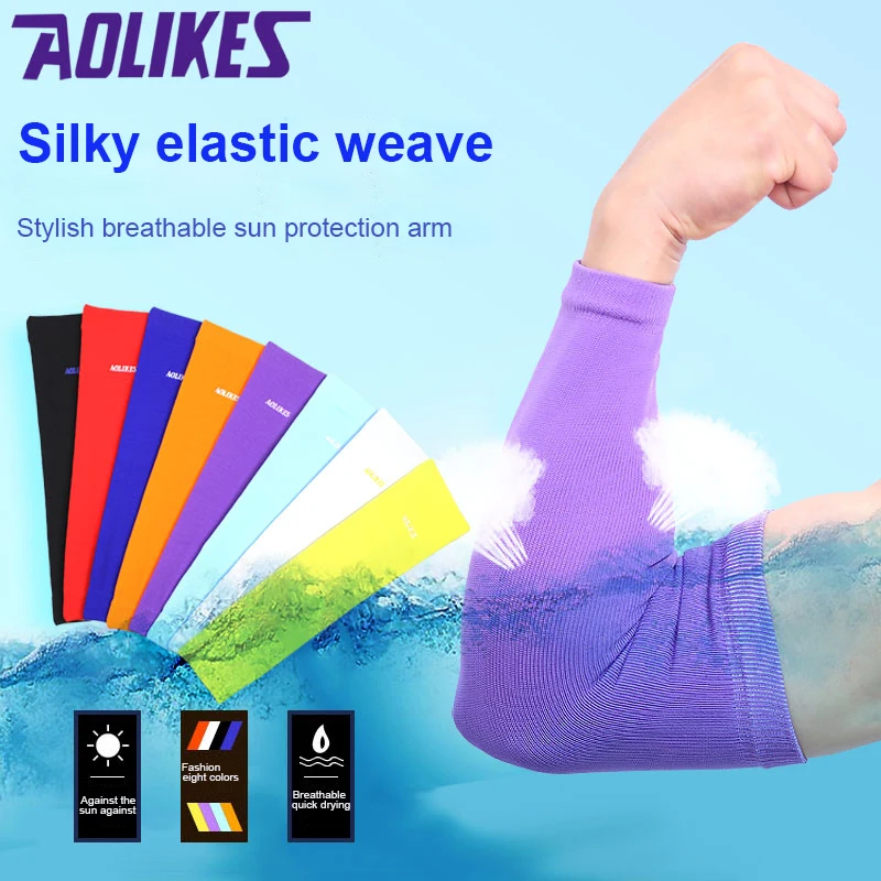 AOLIKES 1PCS Elastic Basketball arm Sleeve Armband Soccer Volleyball Elbow Support Brace Cotovelo de basquete Sports Protector