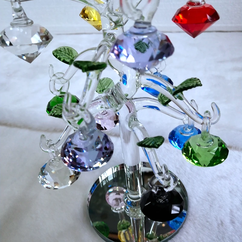 Crystal Diamond Tree Ornaments 12 8 6 Hangs Diamonds Glass Fengshui Crafts Home Decor Figurines Christmas New Year Gift Souvenir
