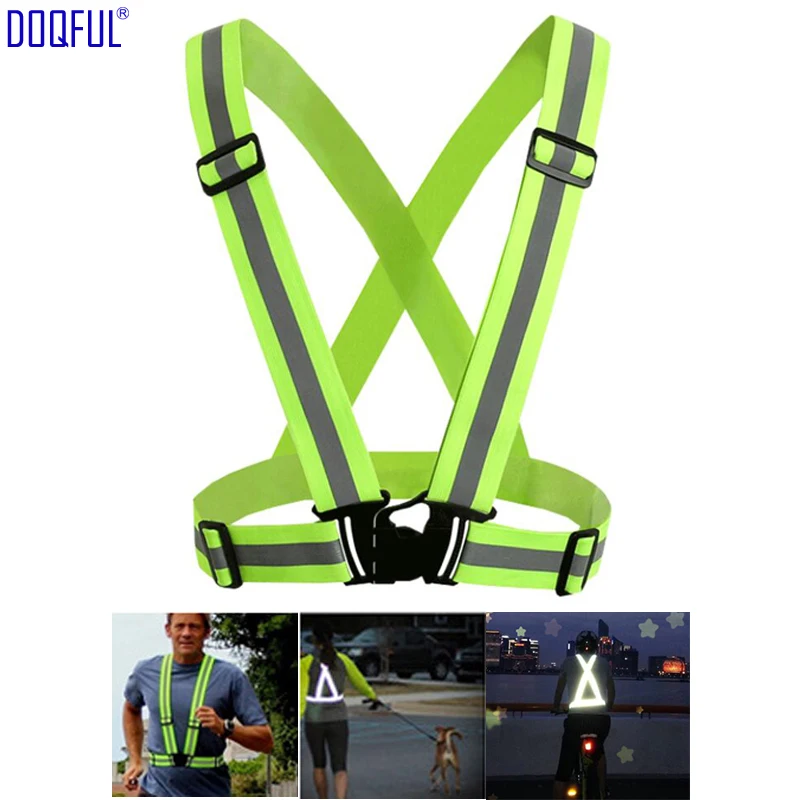 50PCS Reflective Safety Vest Strips Traffic Safety Work Wear Uniforms High Visibility Elastic Belt Night Jogging Running Cycling