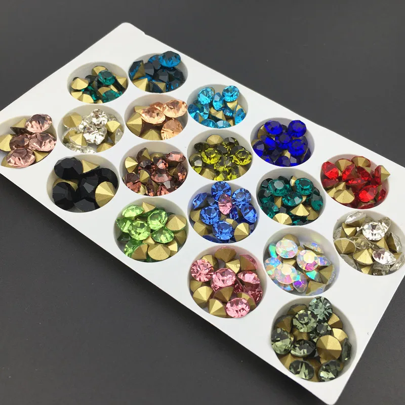 Glass Crystal More Sizes Point back Glass chatons rhinestone beads Glue on Round shape handimade Craft ornament diy trimming
