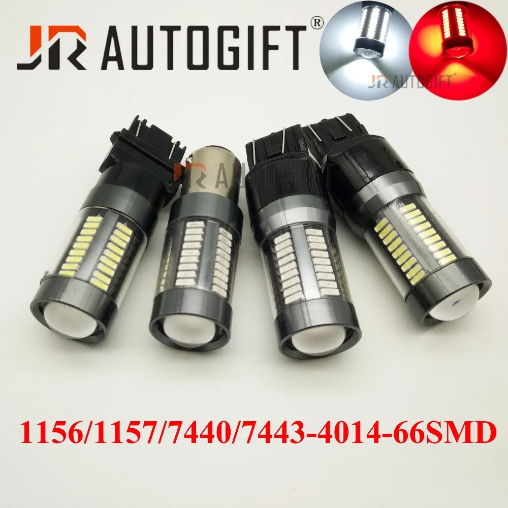 20pcsT20 7440 7443 66 SMD LED 4014 W21/5W White/Red Car Indicator Bulb Turn Signal Light Automobile Reverse Lamp DRL car styling